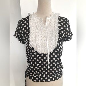 Silk ruffles and beads top